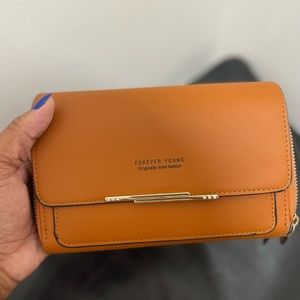 Camel Faux Leather Clutch